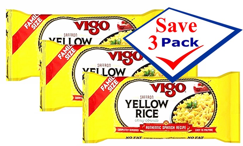 Vigo Yellow Rice  With Saffron From Spain  5 Servings 10 Oz Pack of 3